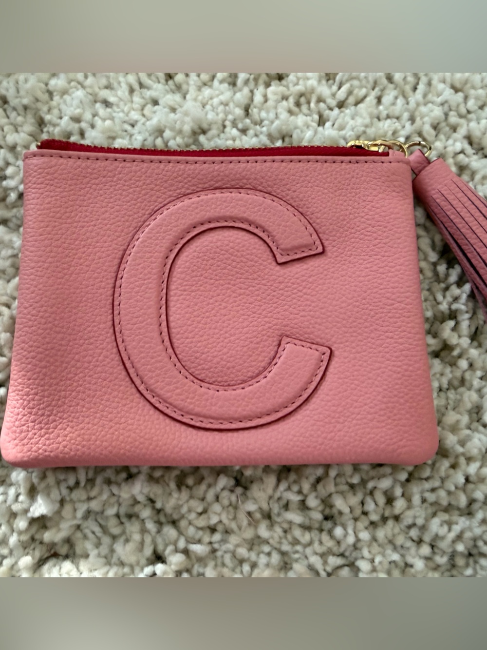 Mark & Graham Pink Pebbled Leather Wristlet with Embossed C